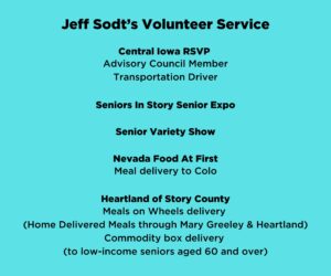 Graphic showing Jeff's volunteerism