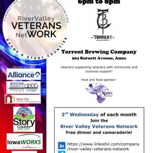 Graphic about the River Valley Veterans netWork event to connect veterans to opportunities.