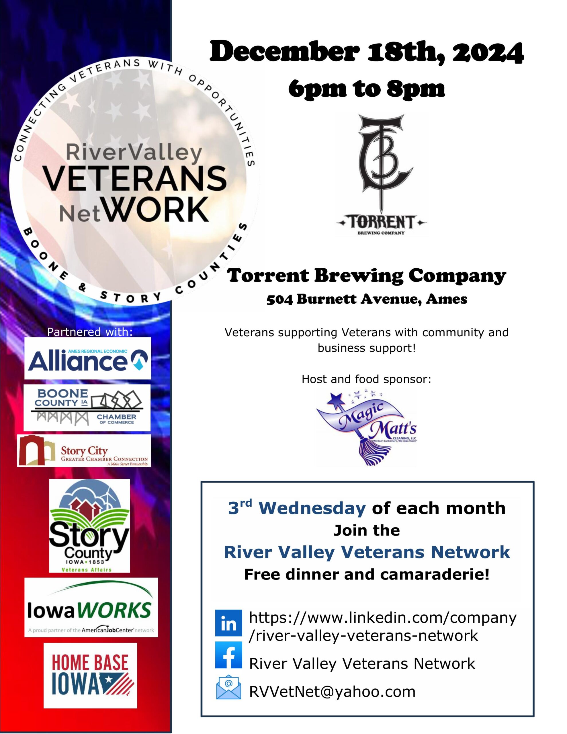 Graphic about the River Valley Veterans netWork event to connect veterans to opportunities.