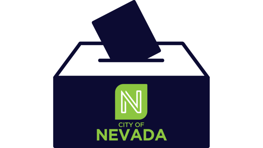 Election art showing a voting box with the Nevada logo on it