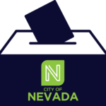 Election art showing a voting box with the Nevada logo on it