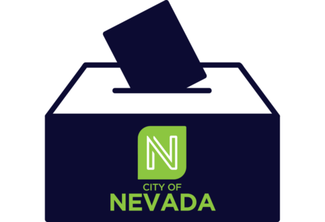 Election art showing a voting box with the Nevada logo on it