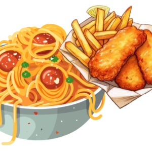 fish and spaghetti meals