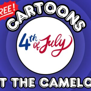 Cartoons at the Camelot artwork in blue and red