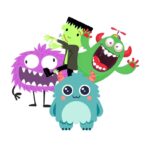 four monster graphic images