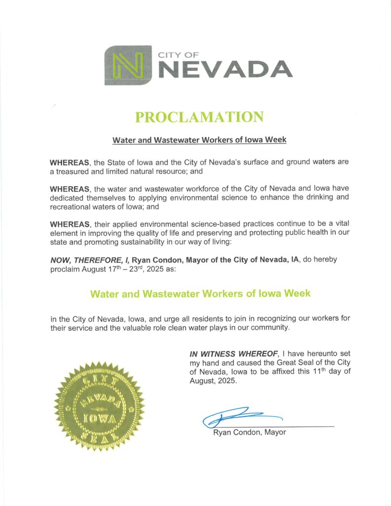 Proclamation for Water and Wastewater employees