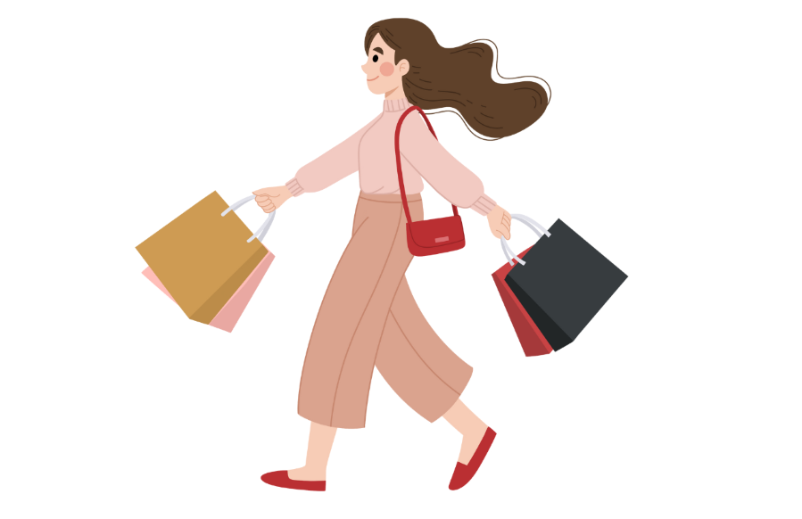 Shopper with shopping bags