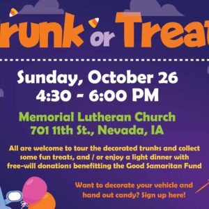 Graphic with halloween art for Trunk or Treat