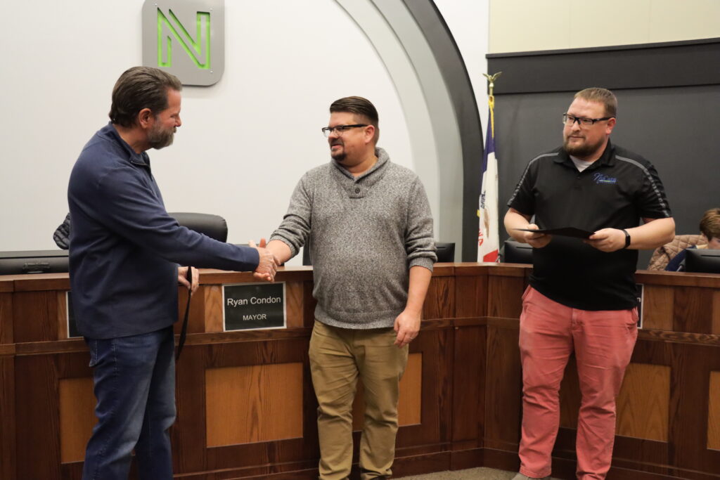 Steve Skagss, Mayor Condon and Dane Nealson