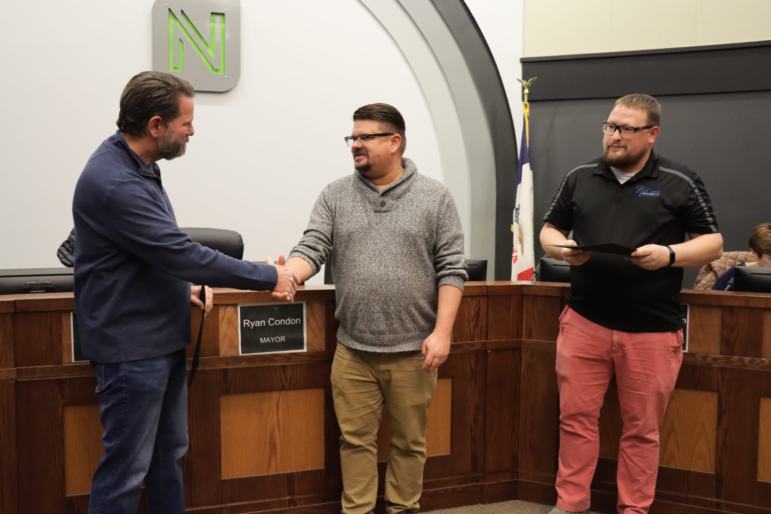 Steve Skagss, Mayor Condon and Dane Nealson