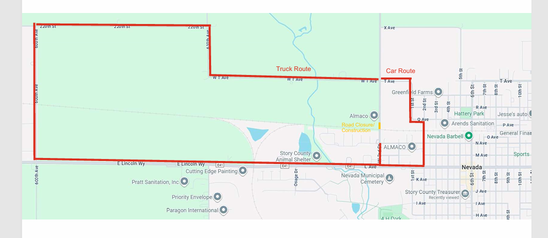 DETOUR ROUTE FOR NORTHERN NEVADA