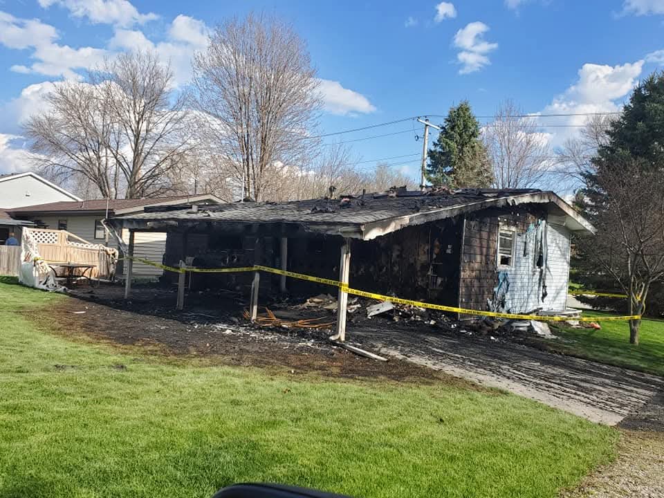 A picture of the home of Garrett and Lacey Johnson at the 905 C Ave. after it was destroyed by fire in April 2020.