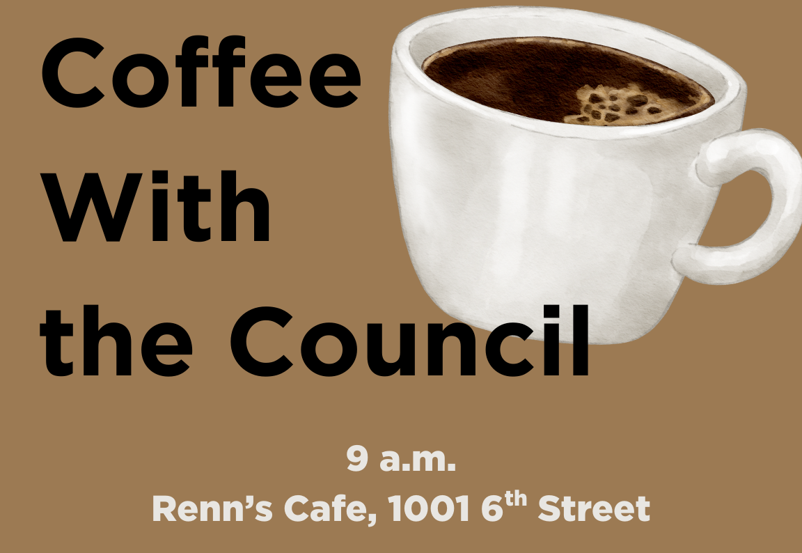 Coffee with Council graphic listing place and time