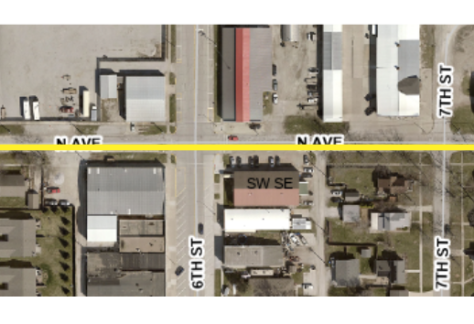 graphic that shows the area on N Avenue from 5th to 8th Streets
