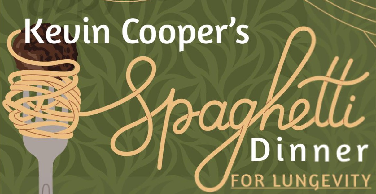 Graphic that says Kevin Cooper's Spaghetti Dinner