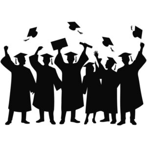 artwork of graduates tossing hats