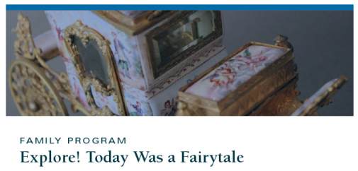 A fairytale carriage picture with Family Program, Explore! Today was a fairy tale.