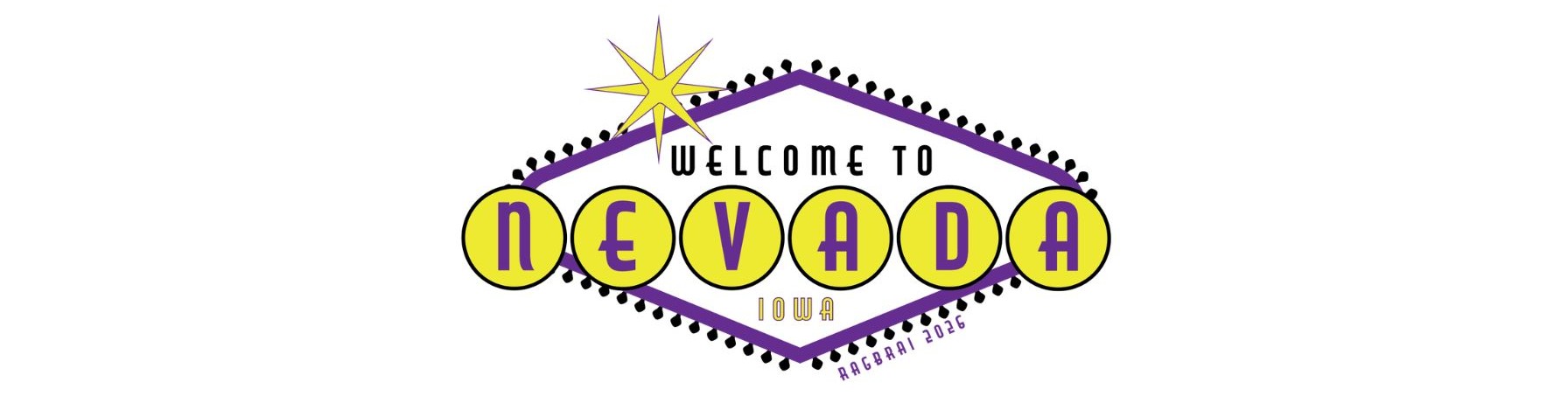 Graphic for RAGBRAI coming to Nevada, that resembles a Vegas sign.