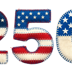art work that shows patriotic 250 numbers
