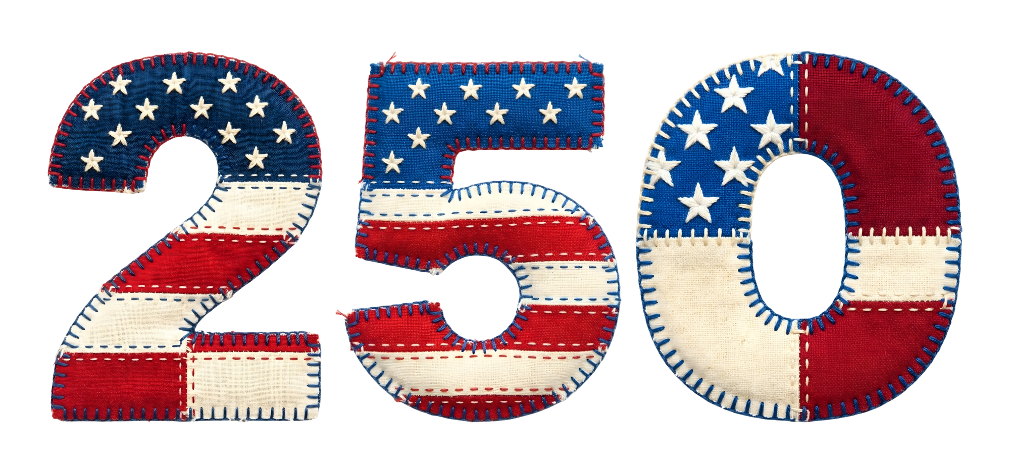 art work that shows patriotic 250 numbers