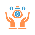open hands with money/dollar signs above them