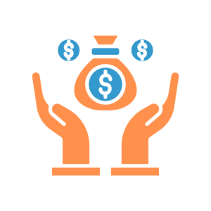 open hands with money/dollar signs above them