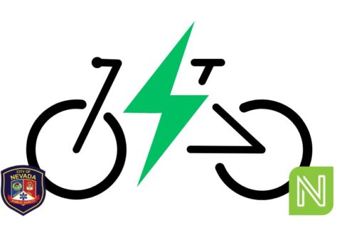 Bike with electric strip in middle and logos of City and PD