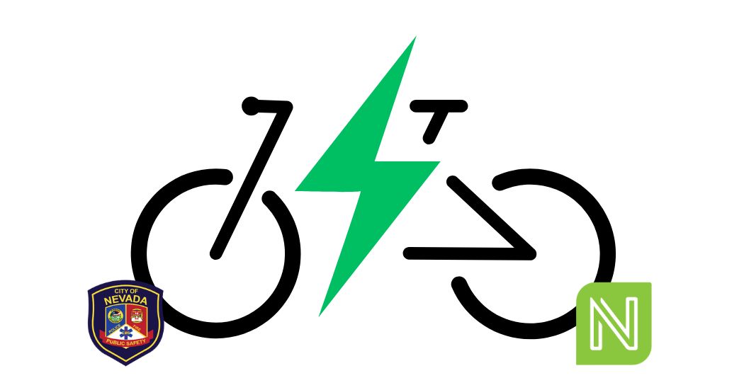 Bike with electric strip in middle and logos of City and PD