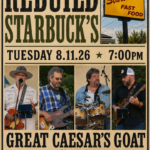 Flyer about Starbuck's benefit concert in front of City Hall and the featured artists.