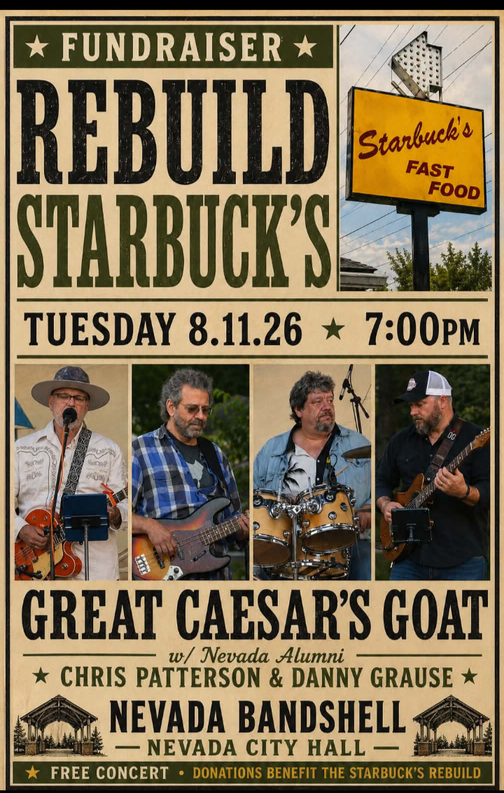 Flyer about Starbuck's benefit concert in front of City Hall and the featured artists.