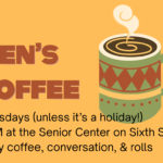 Graphic with a coffee cup and Men's Coffee wording