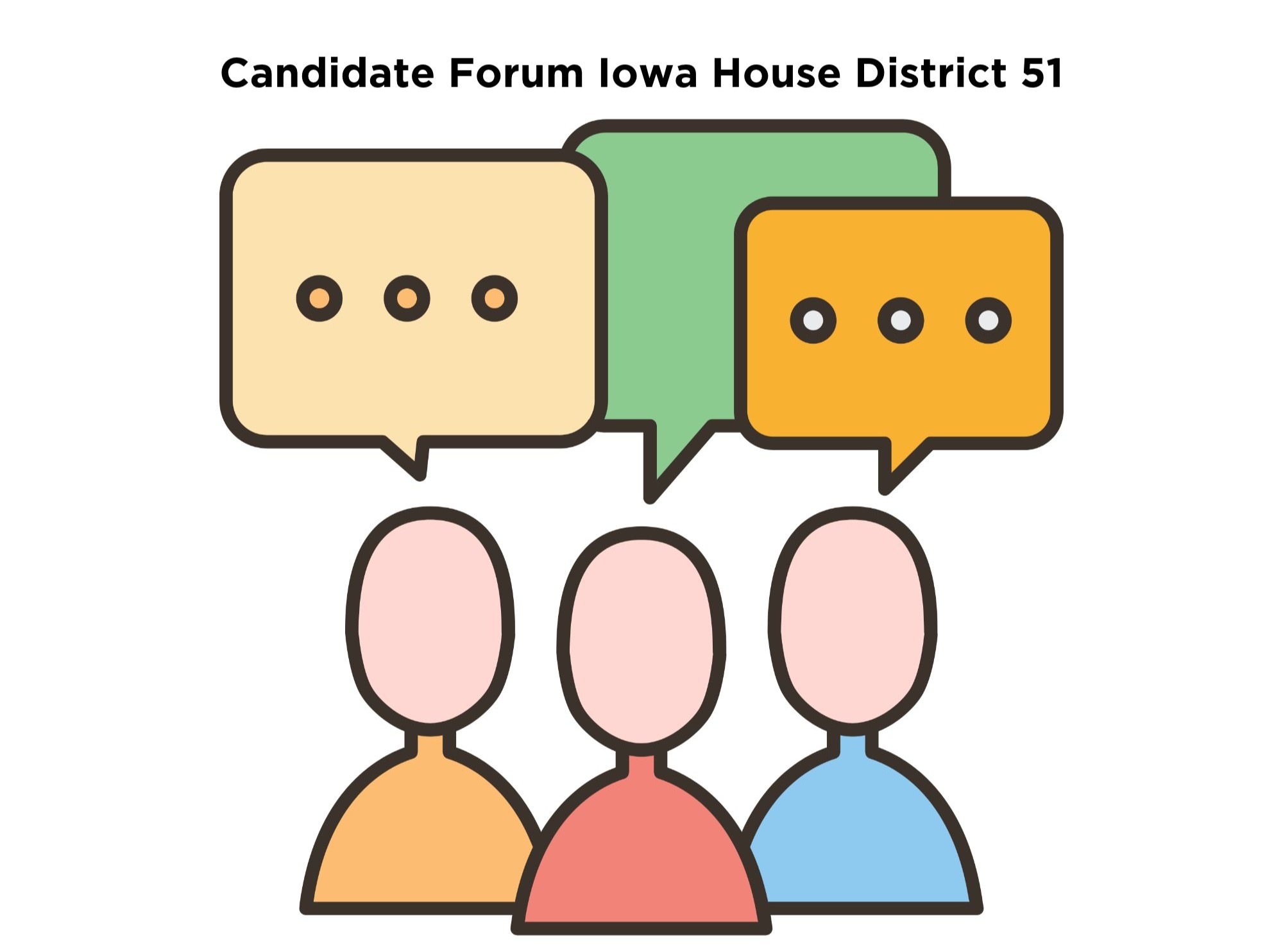 Forum artwork showing people with questions