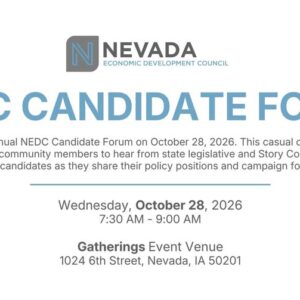 Candidate forum art with information about date and time