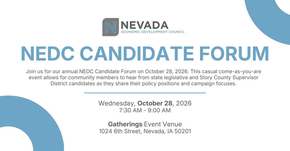 Candidate forum art with information about date and time